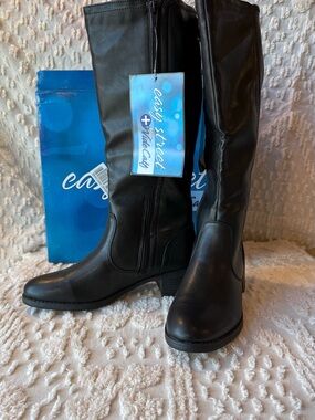 easy street Black Tall Side-Zip Riding Boots #726